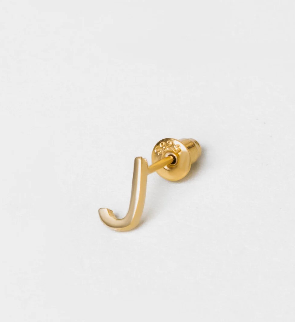 J Letter Single Earring