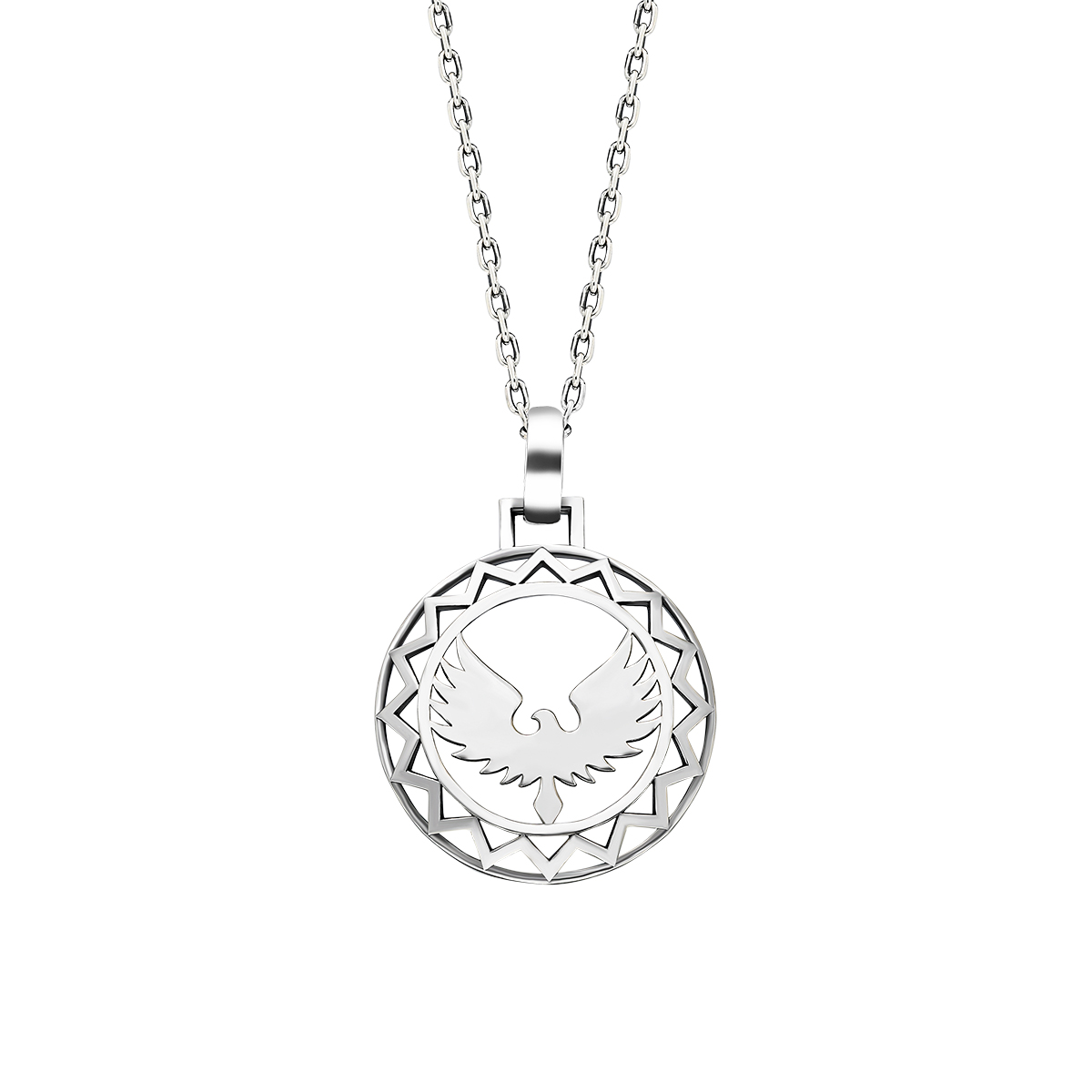 Silver Necklace for Men Phoenix Symbol 925 Sterling Silver
