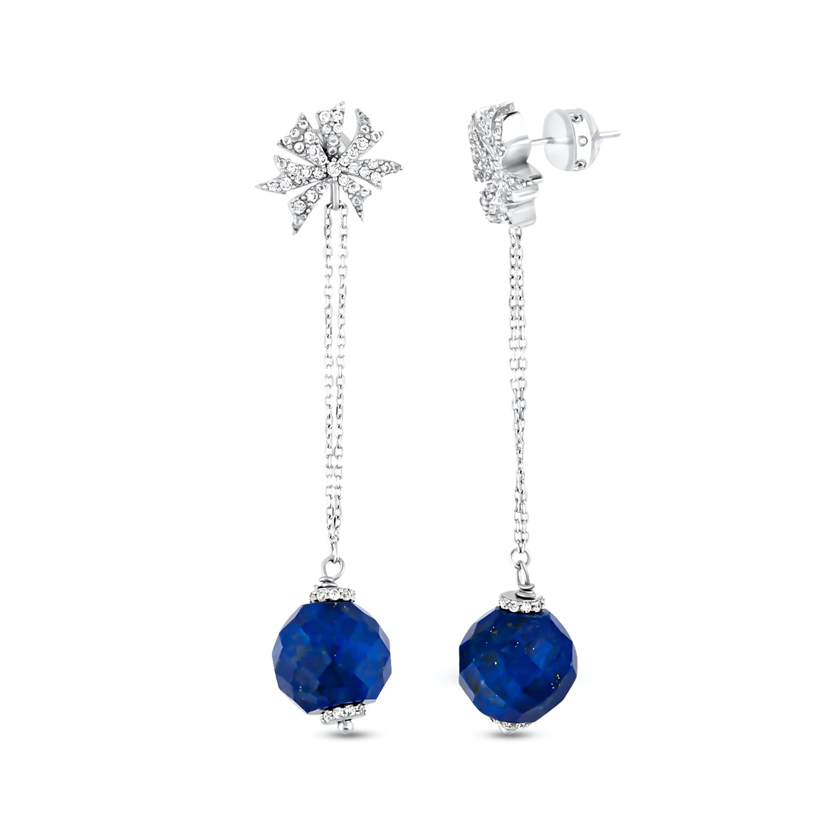 Silver Earring Lapis Collection Special Design 925 Sterling