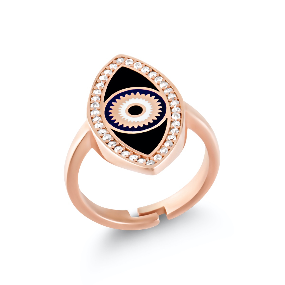 Silver Ring Evil Eye Collection Zircon Stone Freesize 925 Sterling