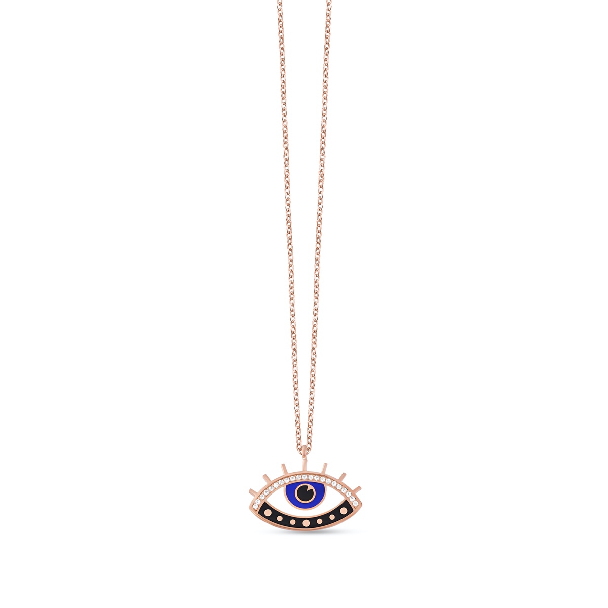 Silver Necklace Evil Eye Collection Special Design Zircon Stone Enamel 925 