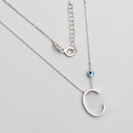 Alphabet With Evil Eye  C Sterling Silver