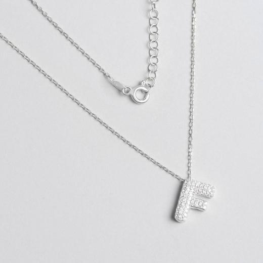 Silver Necklace Alphabet Collection F Letter 925 Sterling