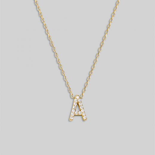Silver Necklace Alphabet Collection Zircon Stone Letters 925 Sterling