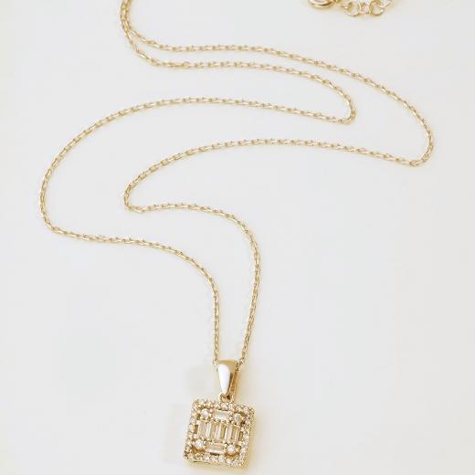 925 Sterling Silver Baguette Necklace Minimal Design