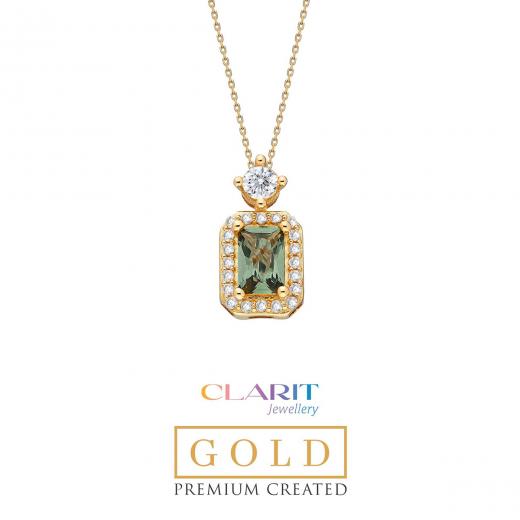 Created Tourmaline Green Stone Clarit Jewellery 14K Gold Necklace
