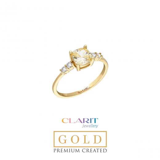 Created Light Yellow Canary Stone Clarit Jewellery 14K Yellow Gold Ring