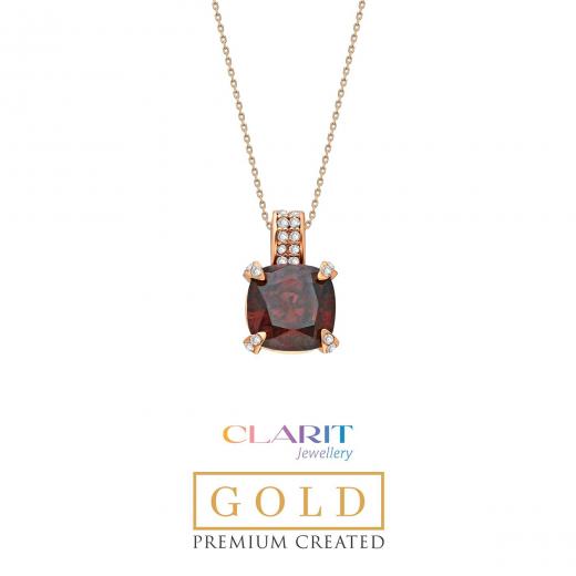 Created Rhodolite Stone Clarit Jewellery 14K Rose Gold Necklace