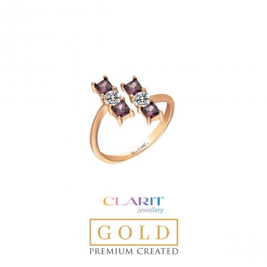 Created Rhodolite Stone Clarit Jewellery 14K Rose Gold Ring