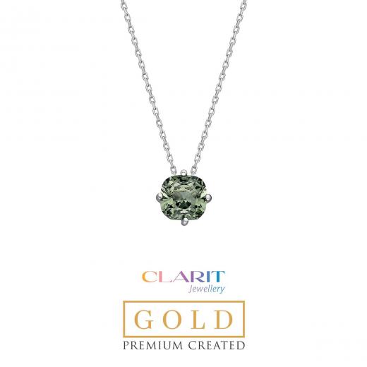 Created Tourmaline Stone Clarit Jewellery 14K White Gold Necklace