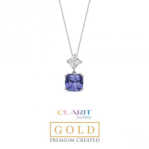 Created Alexandrite Stone  Clarit Jewellery 14K White Gold Necklace