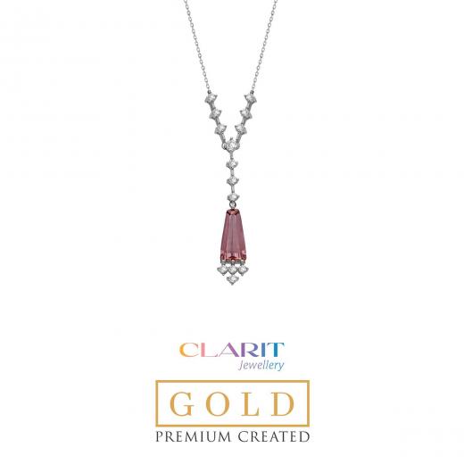 Created Rhodolite Stone Clarit Jewellery 14K  White Gold Necklace