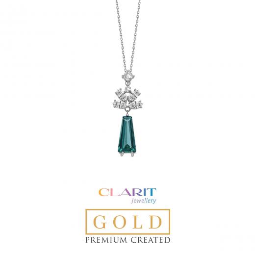 Created Paraiba Stone Clarit Jewellery 14K White Gold Necklace