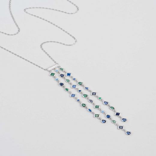 925 Sterling Silver Necklace Iconic Colored Stones Special Design