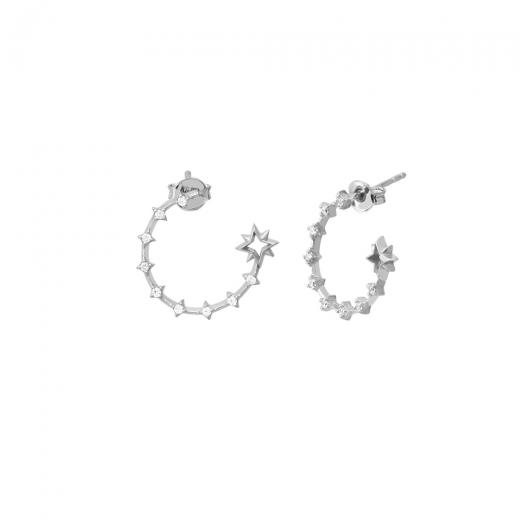Silver Earring Hoop Design Zirconia 925 Sterling
