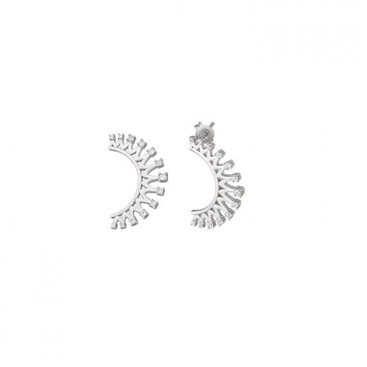Silver Earring Moon Design Zircon Stone 925 Sterling