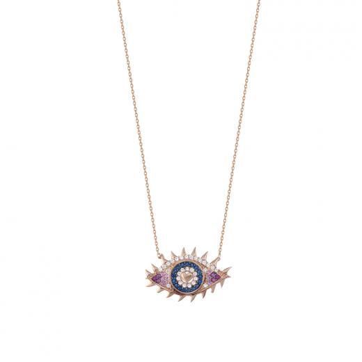 Silver Necklace EvilEye Collection Special Design Zircon Stone 925 Sterling