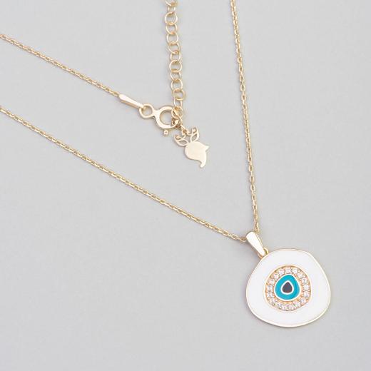 Silver Necklace Evil Eye Enamel Design 925 Sterling