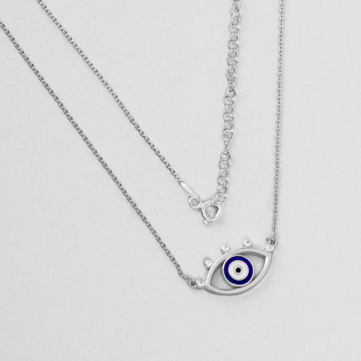 Silver Necklace Evil Eye Design Zirconia 925 Sterling