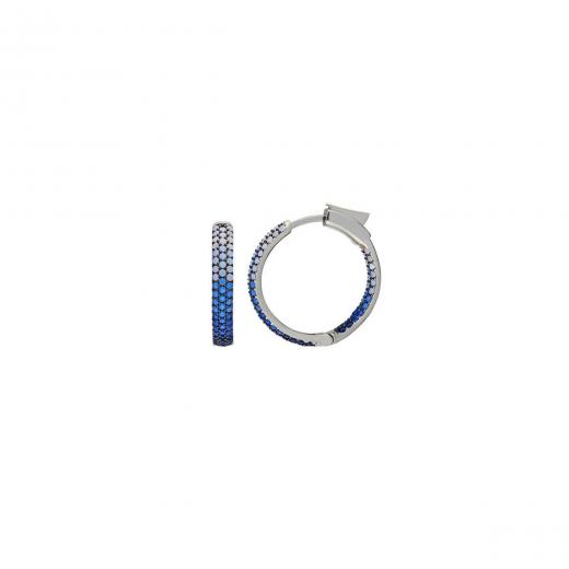 Silver Earring Hoop Design Nano Color Stone 925 Sterling