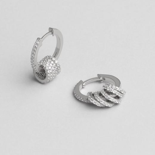 Silver Earring Band Design Zirconia 925 Sterling