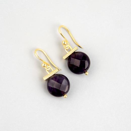 Silver Earring Isis Collection Special Design Amethyst Stone 925 Sterling