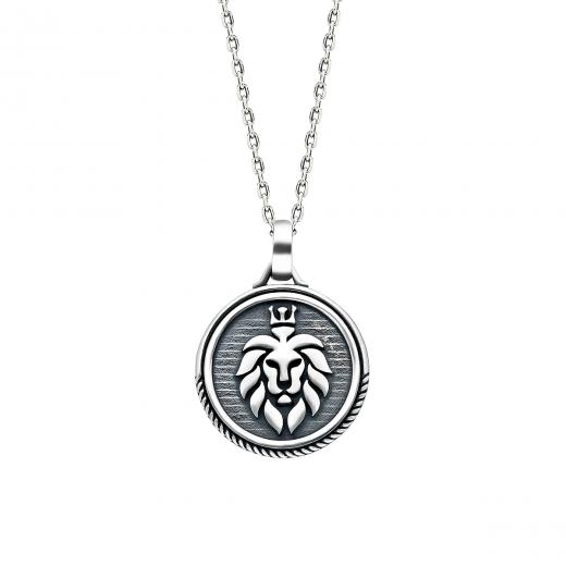 Silver Necklace for Men Lion Symbol 925 Sterling Silver