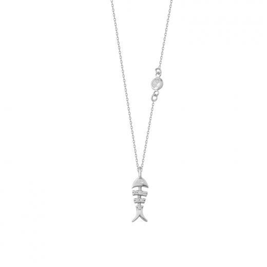 Silver Necklace Minimal Fish Design 925 Sterling