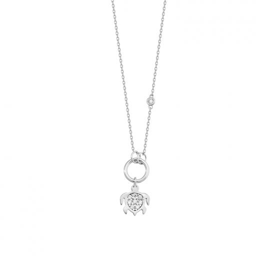 Silver Necklace Turtle Design Zircon Stone 925 Sterling 