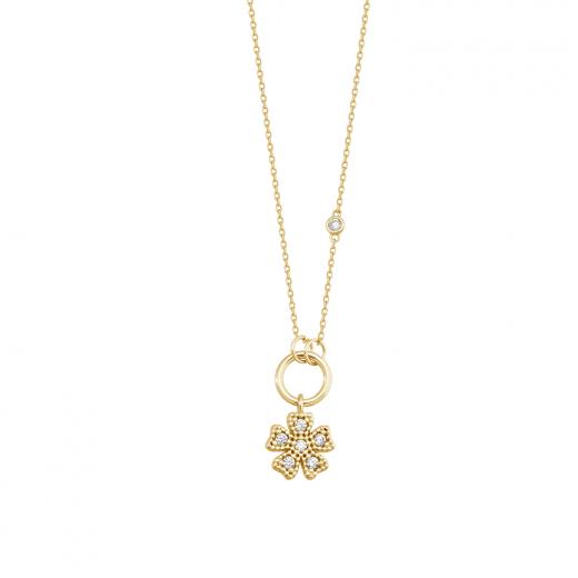 Silver Necklace Flower Design Zircon 925 Sterling