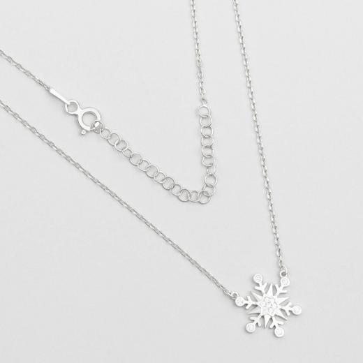 925 Sterling Silver Snowflake Symbol Special Design Necklace