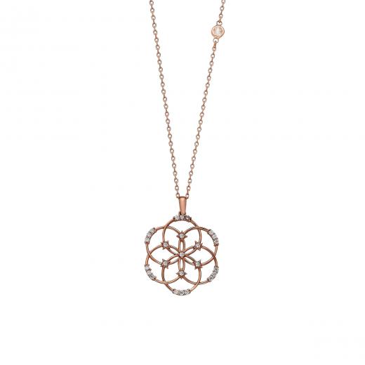 925 Sterling Silver Necklace Flower Design Zirconia