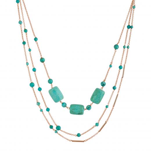 Silver Necklace Turquoise Collection Layered Design 925 Sterling