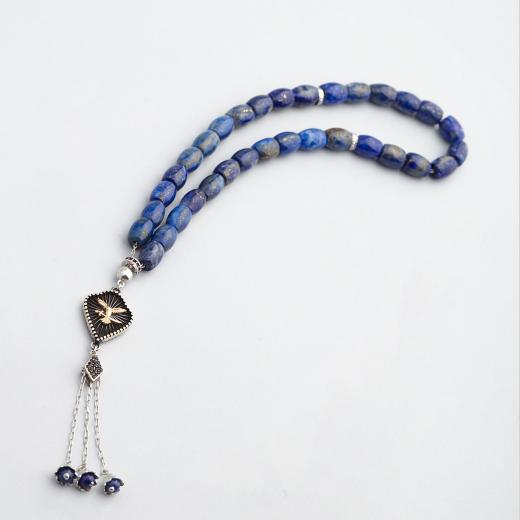 Natural Stone Lapis  Worry Beads 925 Sterling Silver