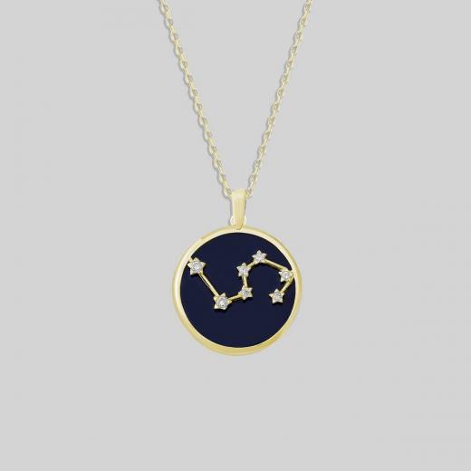 Silver Necklace Zodiac Collection Leo Sign Lapis Stone 925 Sterling